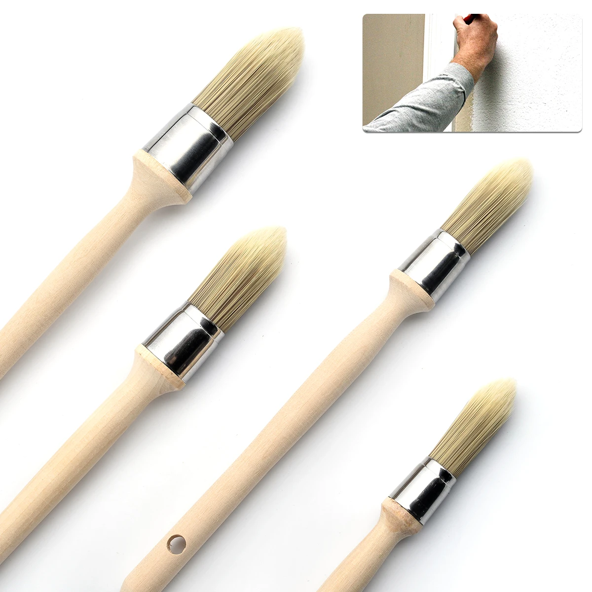 

4pcs Trim Paint Brushes Set Edge Painting Tool Trim Brushes Professional Small Paint Brush with Wooden Handle Reusable Paint