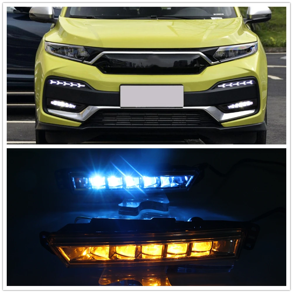 

Для Honda XRV 2019-2020 DRL трехцветный передний бампер воздухозаборная крышка сигнальная дневная противотуманная лампа для дневного света