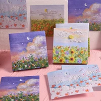 korean sticky notes oil painting color n times stickers ins beautiful scenery student account decoration message paper memo pads