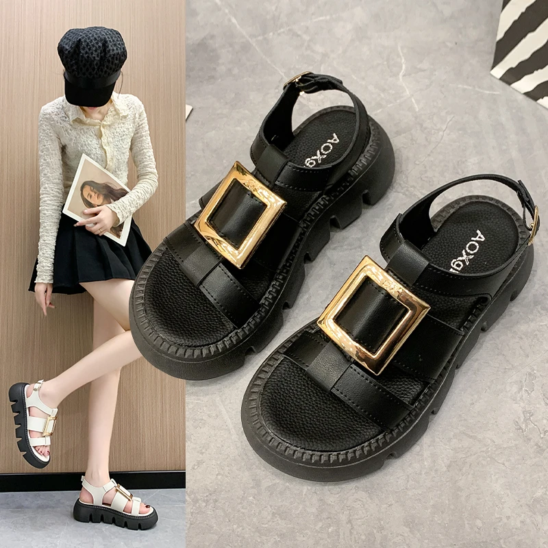

Fashion Womens Shoes 2022 Roman Sandals Clogs With Heel Espadrilles Platform Suit Female Beige Med Luxury New Gladiator Thick We