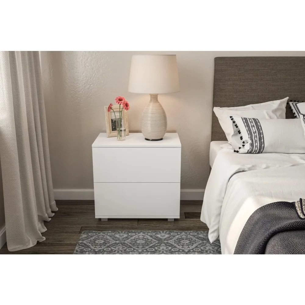 

Polifurniture Madison Modern 2 Drawer Nightstand, White