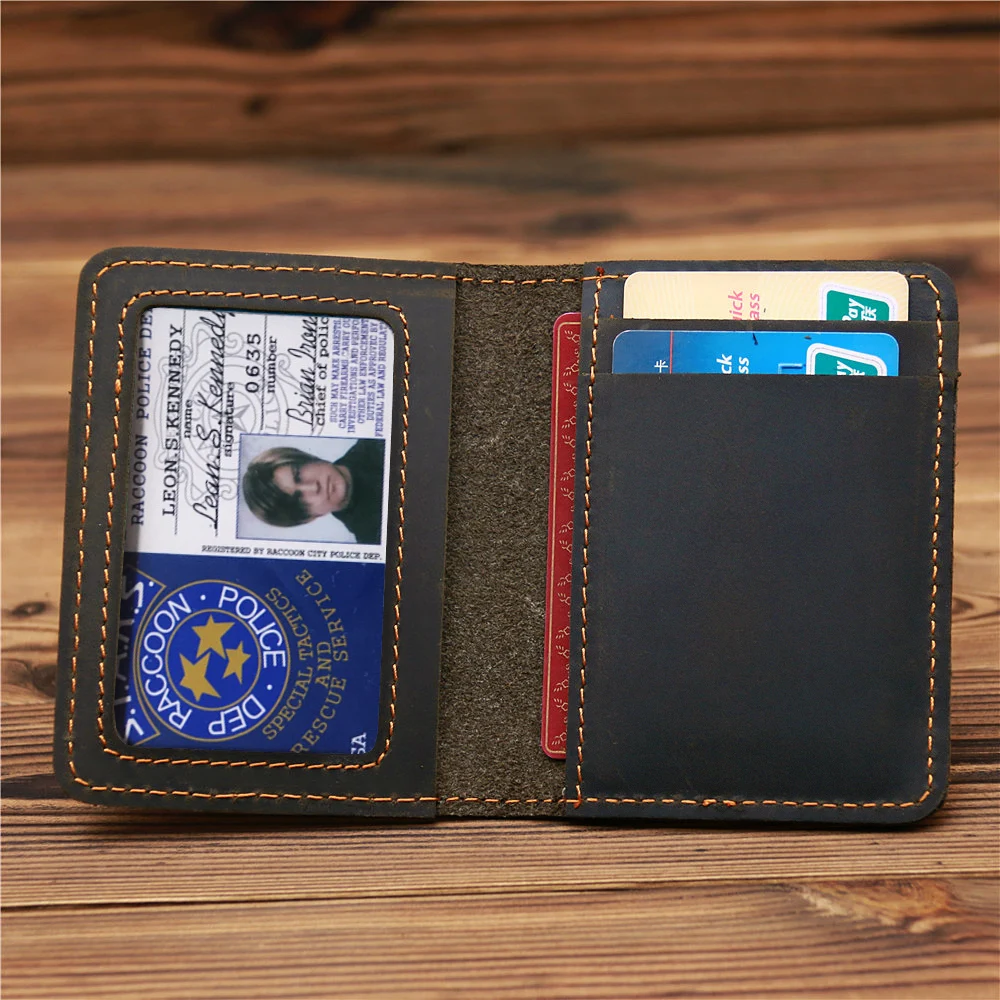 NEW Retro Crazy Horse Leather Cards Cases Mens Credit Card Holder Wallet Handmade Short Ultra Thin Slim Drivers License ID Cover