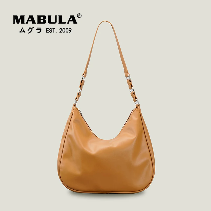 

MABULA Fashion Leather Hobo Shoulder Purses Large Simple Stylish Crossbody Bag for Women Retro Work Handbags