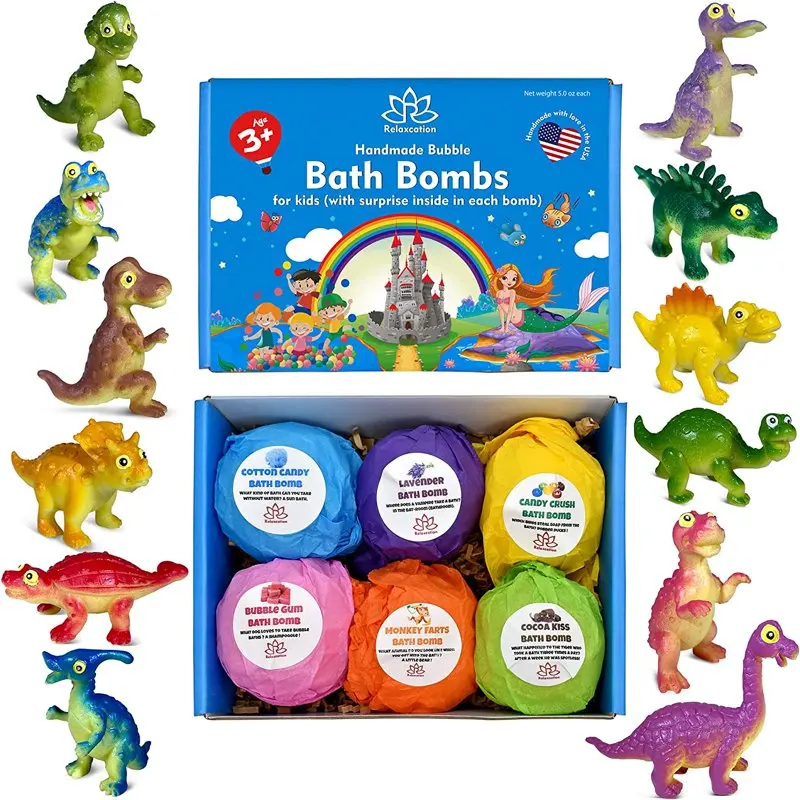 

6 бомбочек для ванны с динозавром сюрпризом подарок забавные динозавры Сюрприз Внутри смешной динозавр Ручная работа в США
