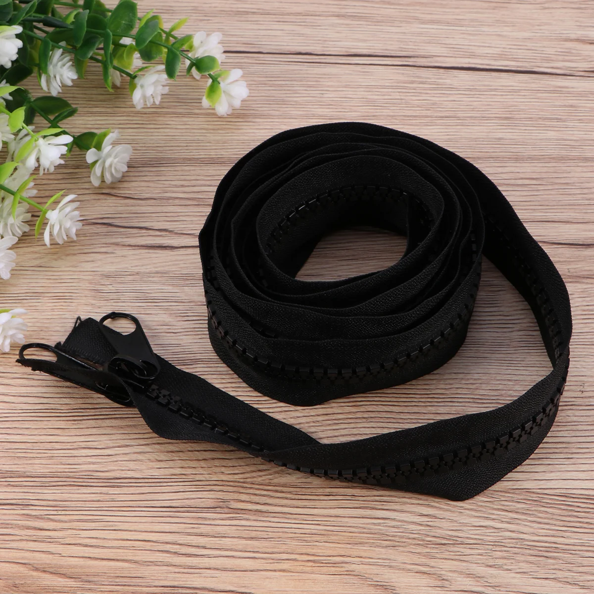 

200m Separating Large Zippers Black Tape with Double Slider WoExtra Large Binder Clips Sleeping Bag Canvas Cover Trampoline Bed