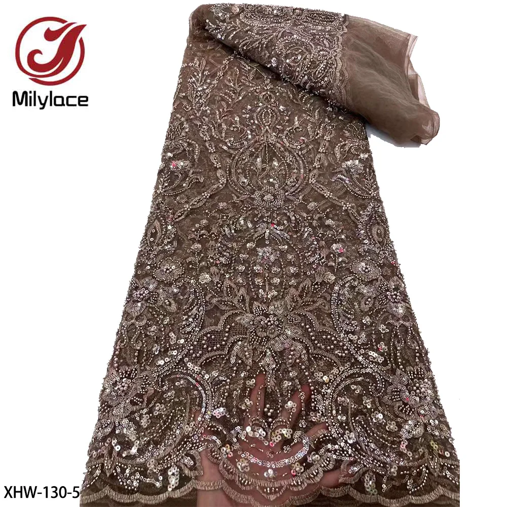 Новейшая кружевная ткань из бисера 2023 Высококачественная африканская с