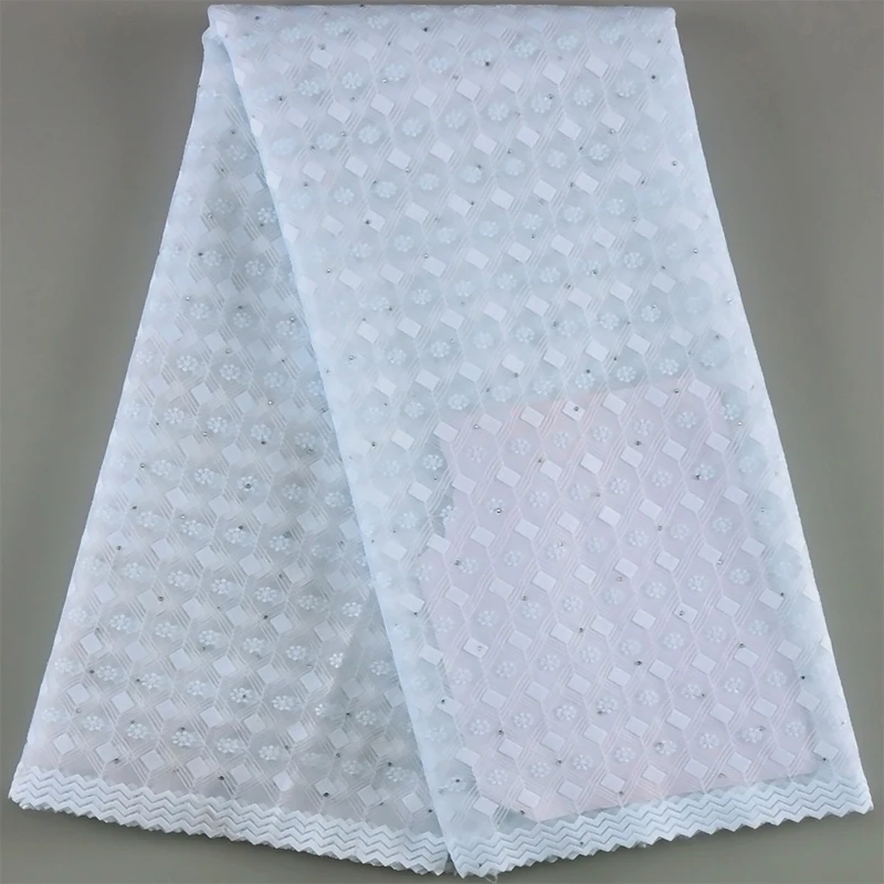 Чистый белый Африканский французский молочный шелк кружевная ткань 2023