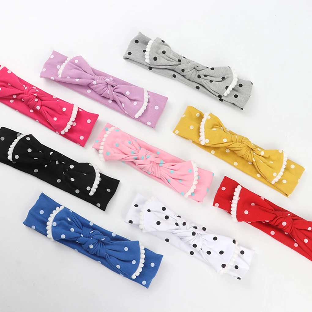 

Kids Bowknot Headbands Knotted Turban Girl Hairbands Toddler Childrens Dot Print Headdress