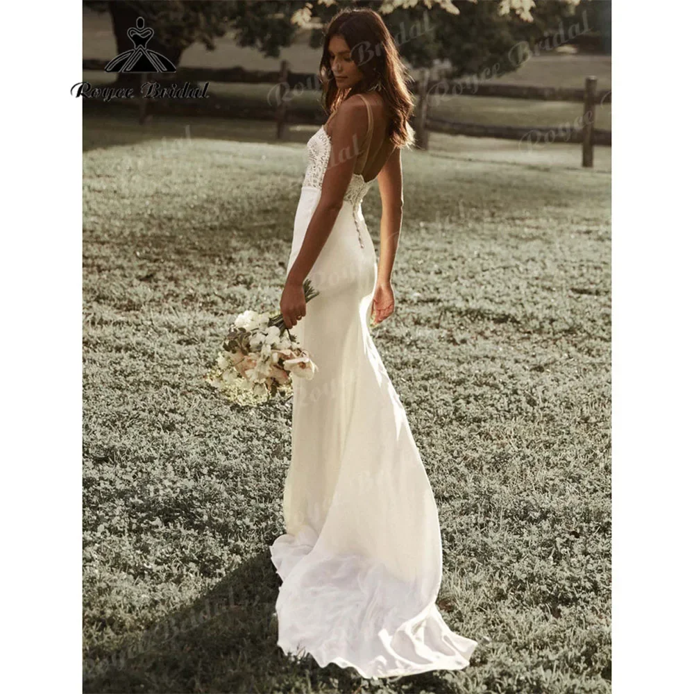 Кружевное атласное свадебное платье русалки с открытыми плечами в стиле бохо 2021