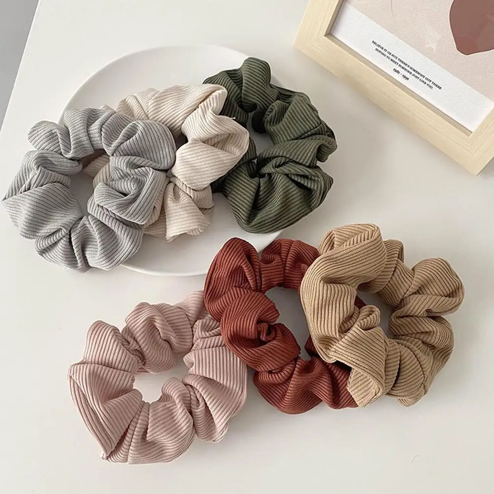 

New Knitted Hair Scrunchie Headband for Women Velvet Elastic Hair Bands Rings Girls Color Hair Accessories Headwear 2022