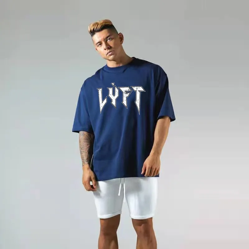

Summer New Men's Gym Fitness Loose Cotton Solid Color Large Size T-shirt Fashion Moisture-absorbing Round Neck Short-sleeved Men
