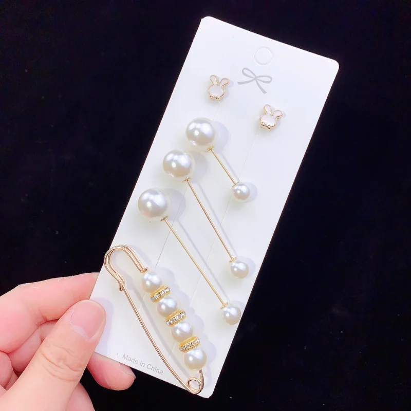 

Pearl Brooches Set Waist Buckle Cardigan Jeans Button Brooch Pins Women Sweater Coat Anti Fall Pearls Clothes Pin Decoration