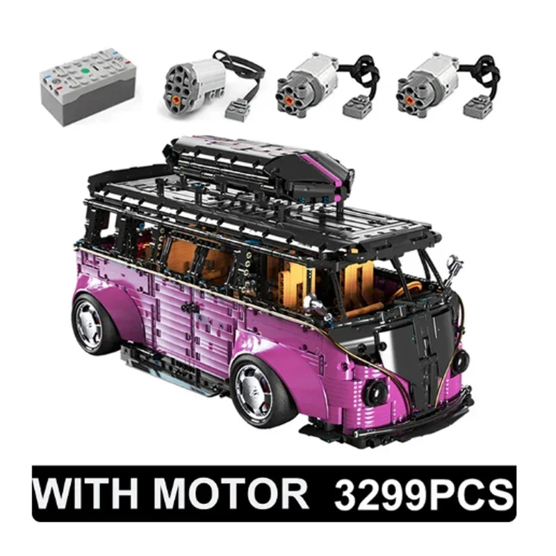 

В Volkswagen MOC T5022A T5022B высокотехнологичная модель автомобиля, строительный блок, кирпичная форсажная машина, игрушки, рождественские подарки для детей, мальчиков