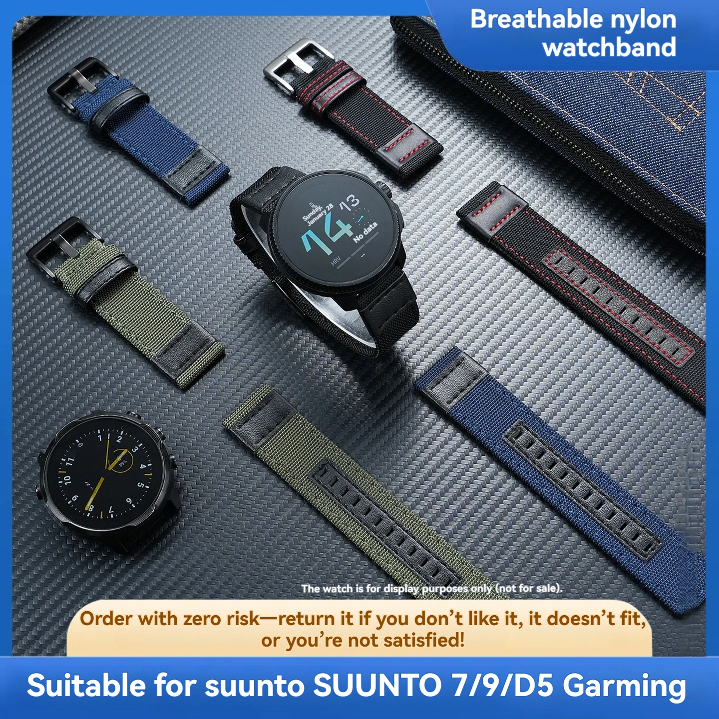 Фото Подходит для ремешка Suunto9, ремешка Suunto7/D5/Spartan Spartan Baro Copper/Gaochi NOMAD, толстый нейлоновый ремешок для часов. №1