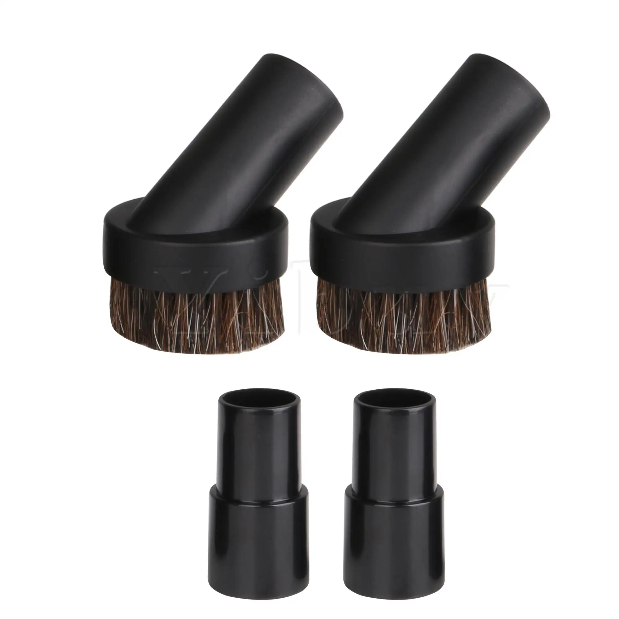 

2 Pieces Vacuum Round Brush Horse Hair with 2 Pieces Hose Adapter Black