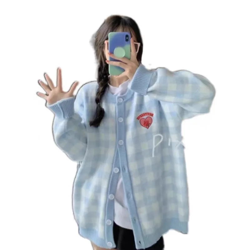 2024 японский осенне-зимний корейский свитер куртка вязаный кардиган топ ленивый