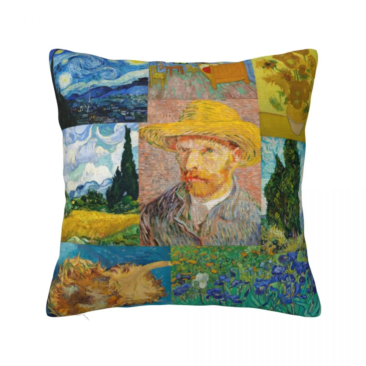 

Van Gogh Sunflower Collage Pillowcase Soft Polyester Cushion Cover Decoration Classic Art Pillow Case Cover Home Square 45X45cm