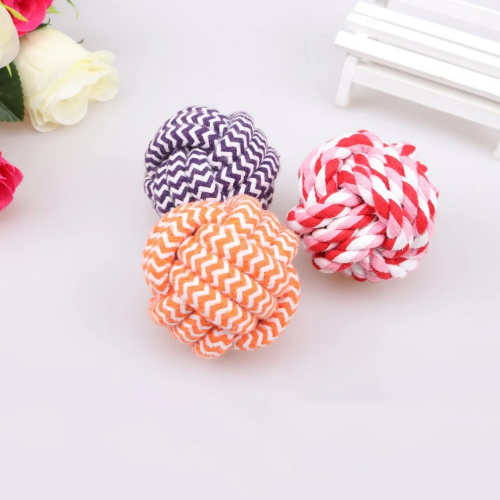 

6cm Cat Dog Chewing Toys Interactive Ball Bite Resistant Molar Cotton Rope Knot Teeth Cleaning Pet Supplies