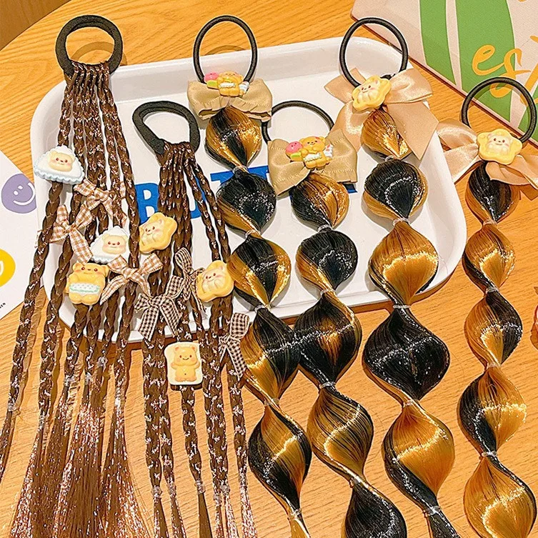 Детские аксессуары для волос милый масляный медведь кофейный цвет парик косы