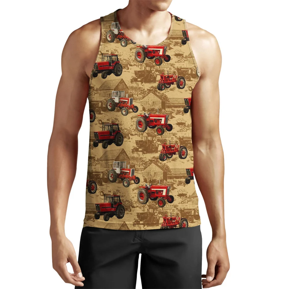 

CLOOCL Fashion Cartoon Tractor Farmer Tank Tops 3D Character Printing Vest Streetwear Unisex Casual Fitness Sleeveless Tops