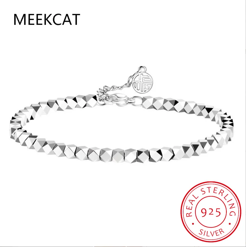 Красивый квадратный браслет из стерлингового серебра 925 пробы с геометрическим