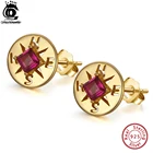 Женские серьги-гвоздики из серебра 925 пробы с натуральным драгоценным камнем