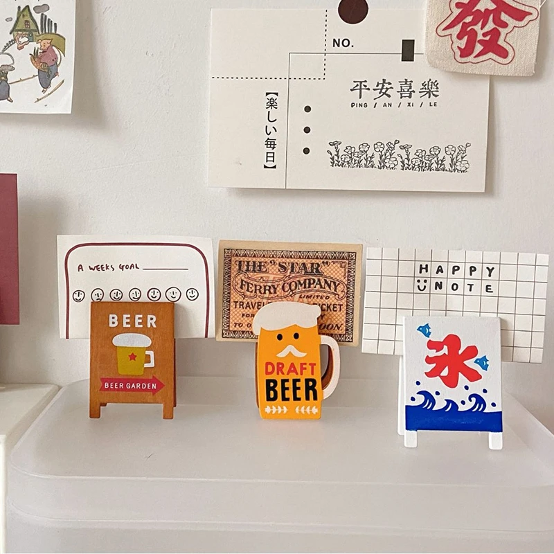 

Wooden Memo Message Holder Coffee Shop Photo Folder Japanese Desktop Small Ornaments Cute Home Living Room Decoration Accessorie