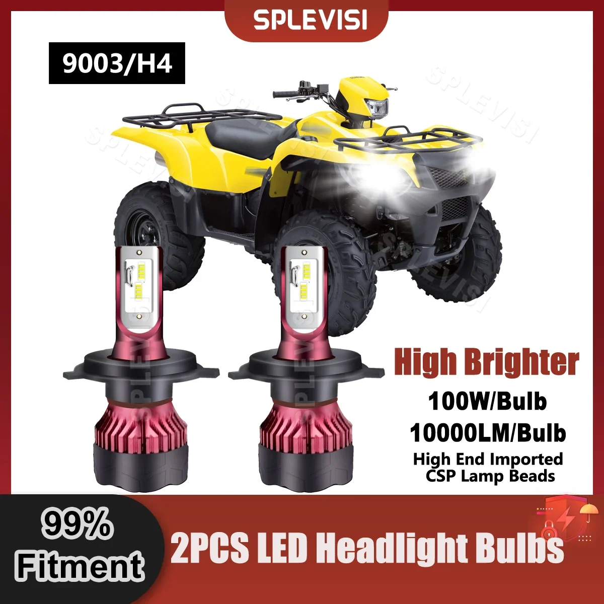 ATV 2 шт. светодиодный лампы для Фар H4/9003 300% яркость Suzuki King Quad 500 2009 2010 2011 2012 2013 2014 2015