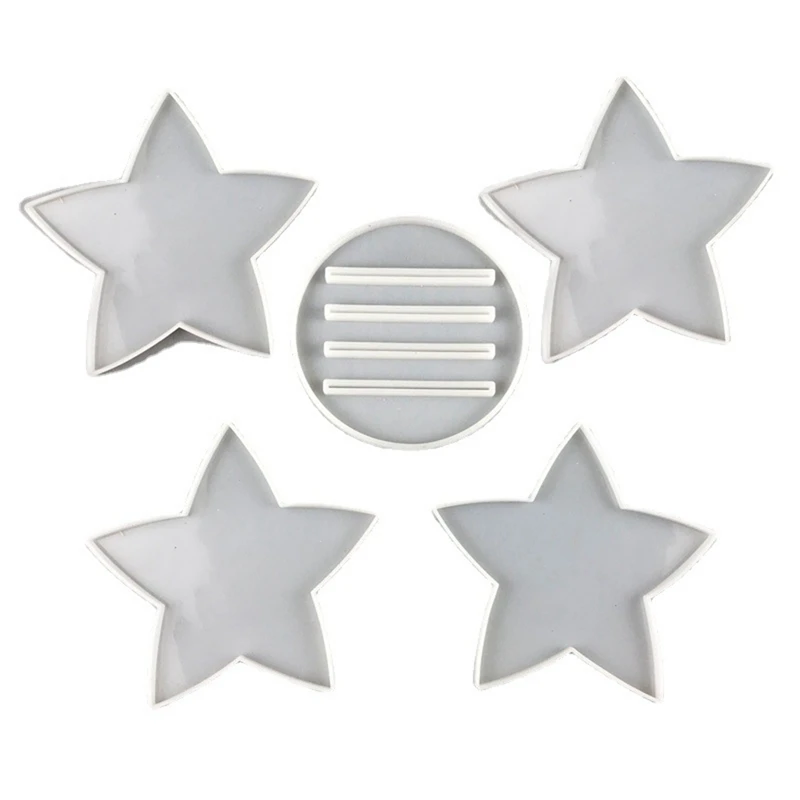 

5Pcs Five-Pointed Star Coaster Bracket Silicone Mold DIY Coaster Storage Rack Crystal Epoxy Resin Mold