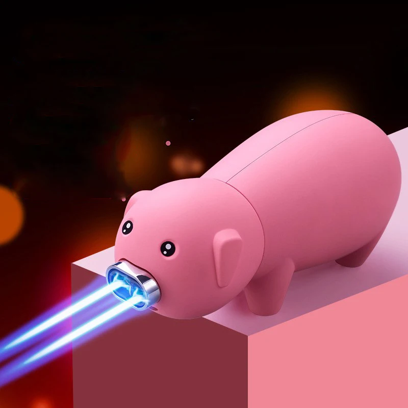 

Charming Piglet Lighter Double Fire Blue Flame Lighter Metal Windproof Gas Lighter Creative Ornament Igniter Unusual Lighter