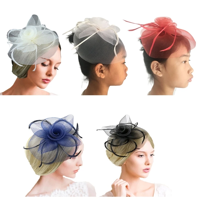 

MXMB Tea Fascinator Hat 20s Versatile Tophat All-match for Bride Wedding Party