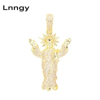 Lnngy 10K Solid Yellow Gold Jesus Cross Pendant for Men Women Iced Out CZ Hip Hop Religious Faith Baptism Christian Jewelry