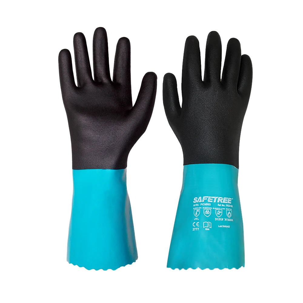

SAFETREE 33 см химические стойкие ПВХ NBR перчатки водонепроницаемые кислотные стойкие CE EN