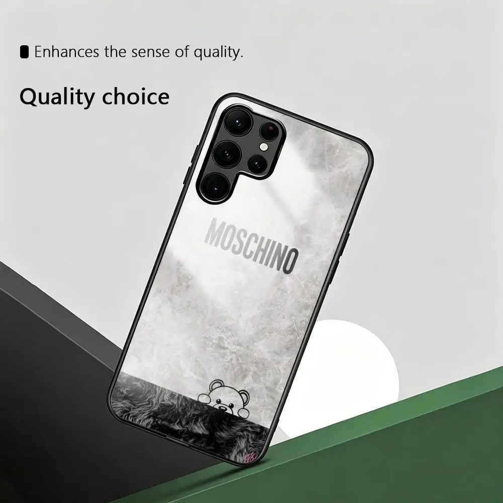 Фото M-Moschino: Стильный роскошный чехол с милым логотипом для Samsung S26 S25 S24 S23 S22 S21 S20 Plus Ultra Note20, стеклянный магнитный чехол №4