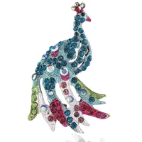 rainbow peacock brooch creative cartoon ab color diamond animal pin clothing accessories collar pin accessories
