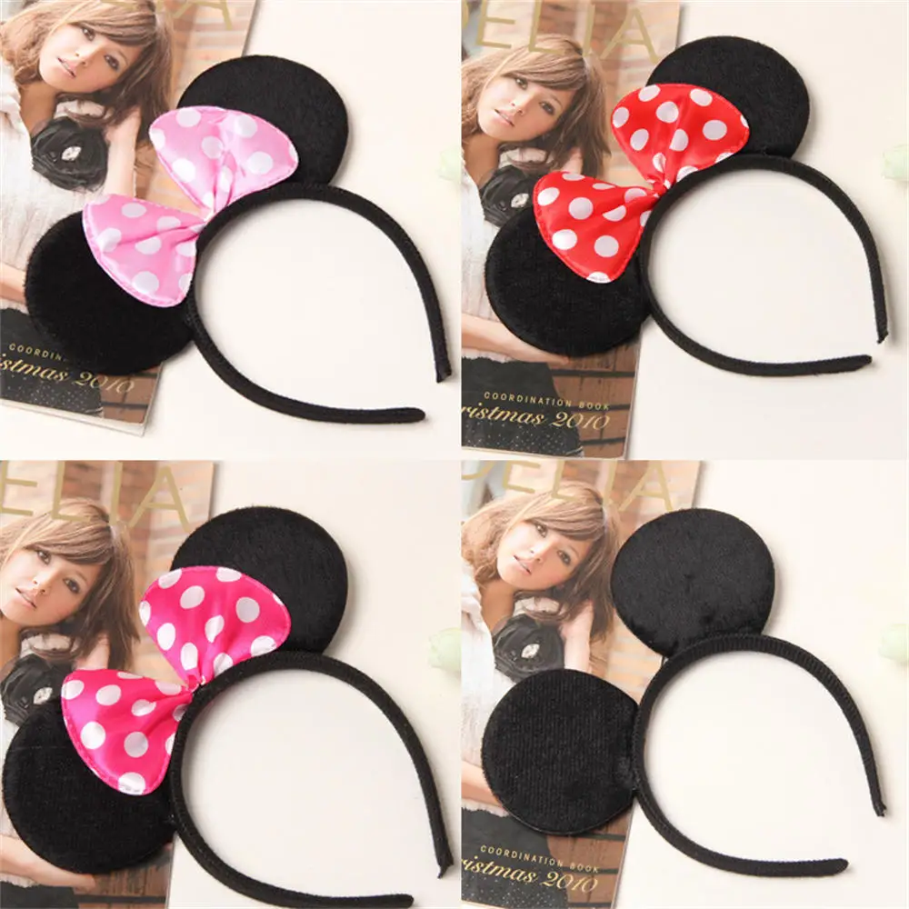 

Ears Mickey Lovely Bows Knot Black Headbands Party Kids Baby Hairbands Minnie Lovely Sequin Hair Christmas Favors Girls Happy