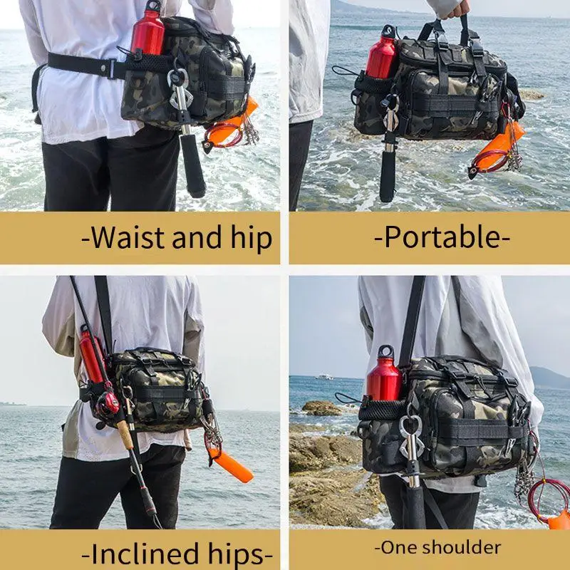 Outdoor Waterproof Fishing Bag Cross Body Sling Fishing Tackle Backpack with Rod Holder Box Storage Military Compact Lure Bag enlarge