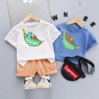 summer children clothes for boys 1 6 years old fashion short sleeved round neck tops and shorts 2 piece casual cartoon clothing