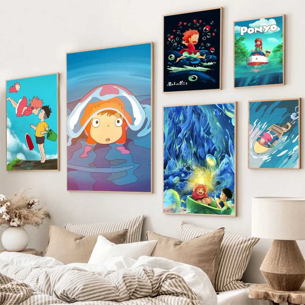 Аниме P-ponyo классический аниме постер водостойкая бумажная наклейка кофейня бар