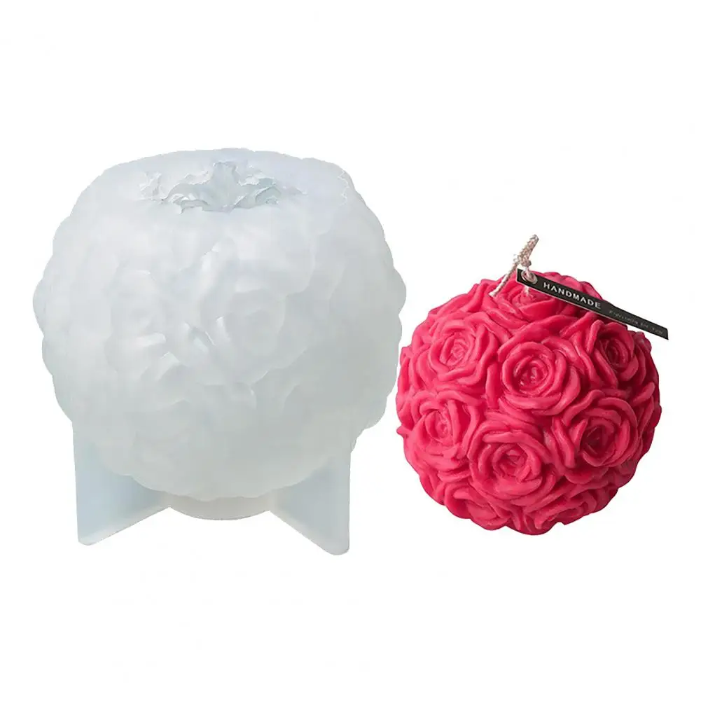 

Beautiful Aromatherapy Mold Multi-functional 2 Sizes 3D Rose Shape Candle Mold Silicone Mold Fondant Mold