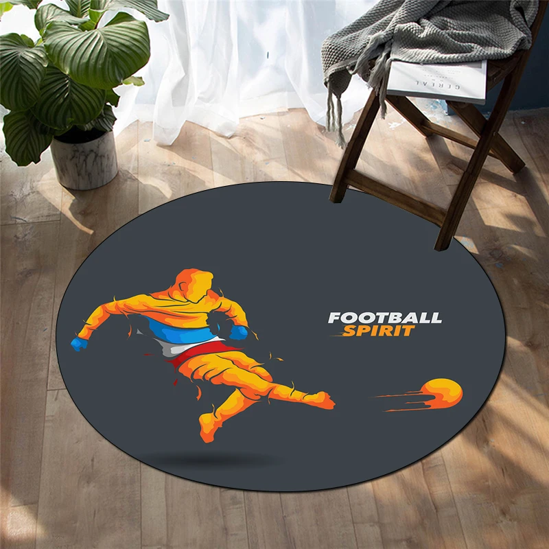 Football Silhouette Round Carpet for Living Room for Children Floor Circle Rug Yoga Mat Bedroom Esports Chair Mat Dropshipping