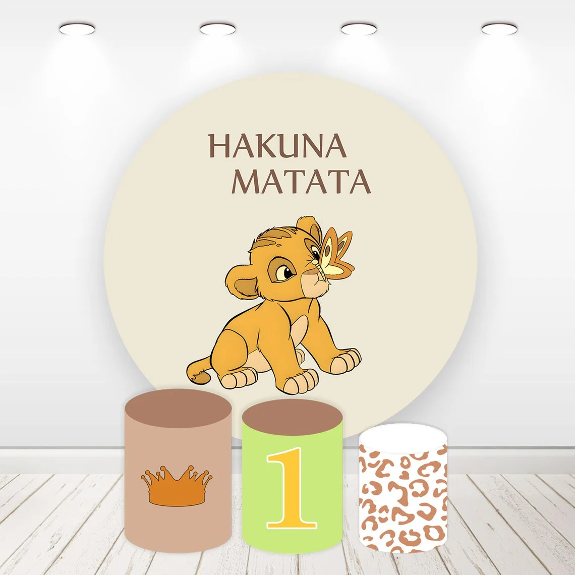 

Круглая Обложка Simba для фона с изображением Льва короля малыша первого дня рождения круга ткань эластичный фон для фотографий баннер