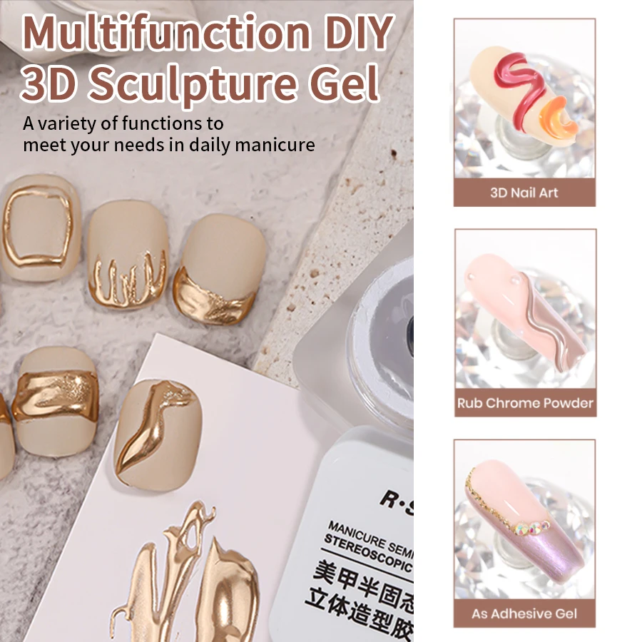 RS NAIL 5g 3D Полутвердый магический зеркальный моделирующий гель-лак для ногтей