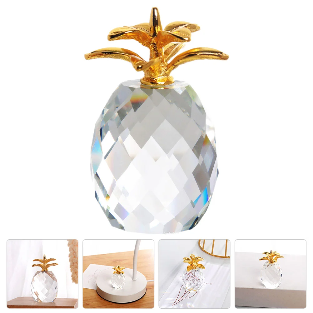 

Pineapple Fruit Crystal Paperweight Sculpture Decor Statue Ornament Figurine Decorative Clear Tabletop Centerpiece Model Mini