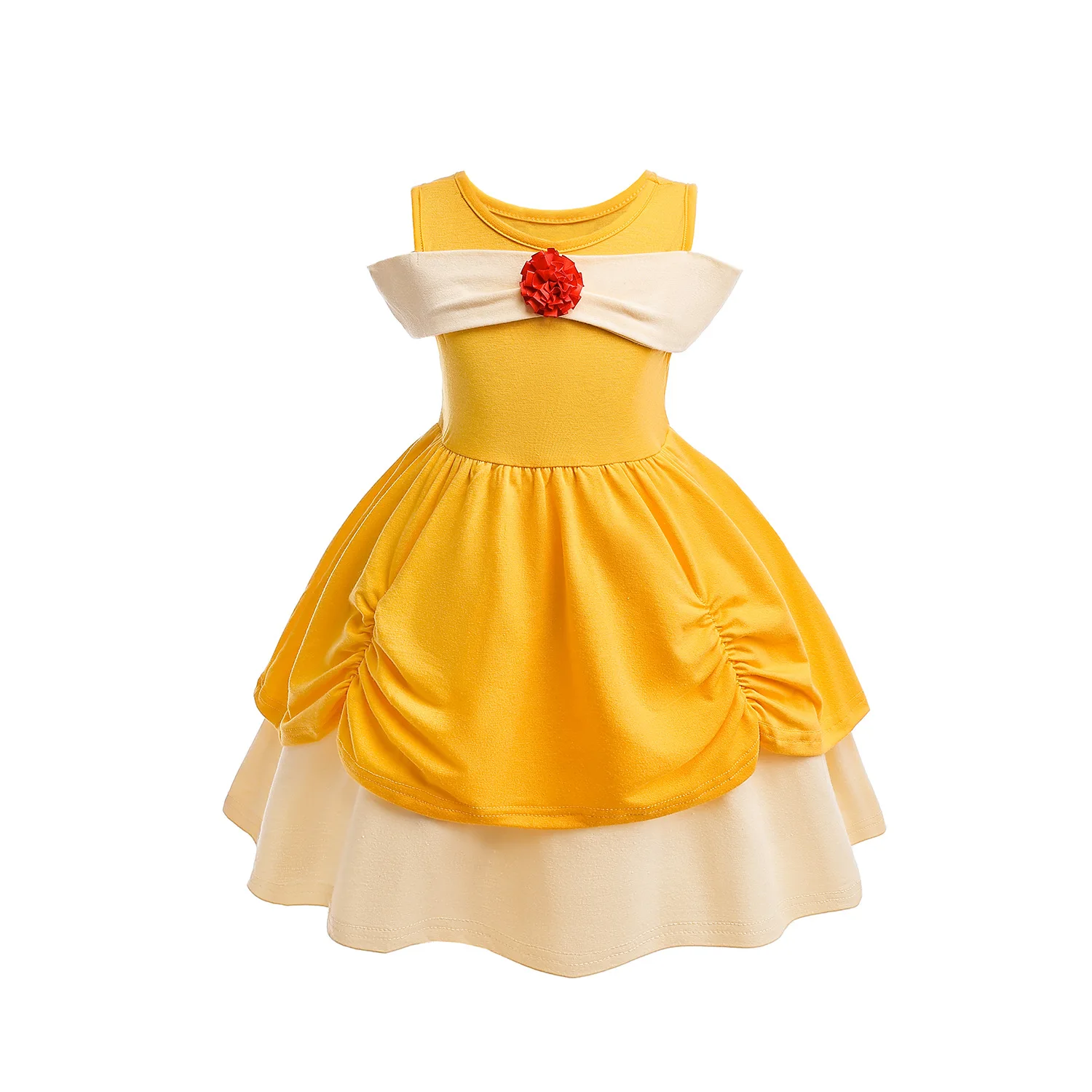 

Princess Belle Girl Dress Kids Floral Ball Gown Child Cosplay Bella Beauty and The Beast Costume Fancy Party Halloween Costume