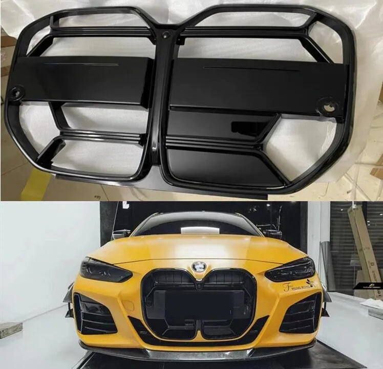 

ABS Black Front Real Bumper Around Mesh Grille Grills Trims Cover For BMW 4 Series G22 G23 G26 2020 2021 2022 2023