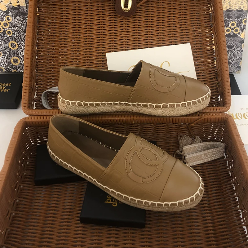 2023 New Women Peas Shoes MarHermoso Slip-on Rushed Flax Flats Casual Bohemian Loafers Summer White Color