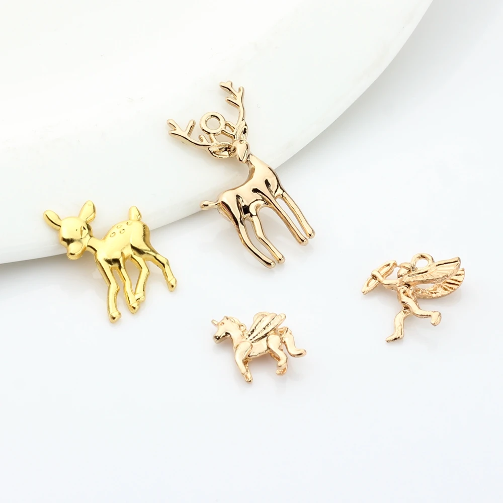 

Zinc Alloy Charms Pendant Animal Deer Angel Horse Unicorn Shape Charms 6pcs/lot For DIY Jewelry Making Finding Accessories