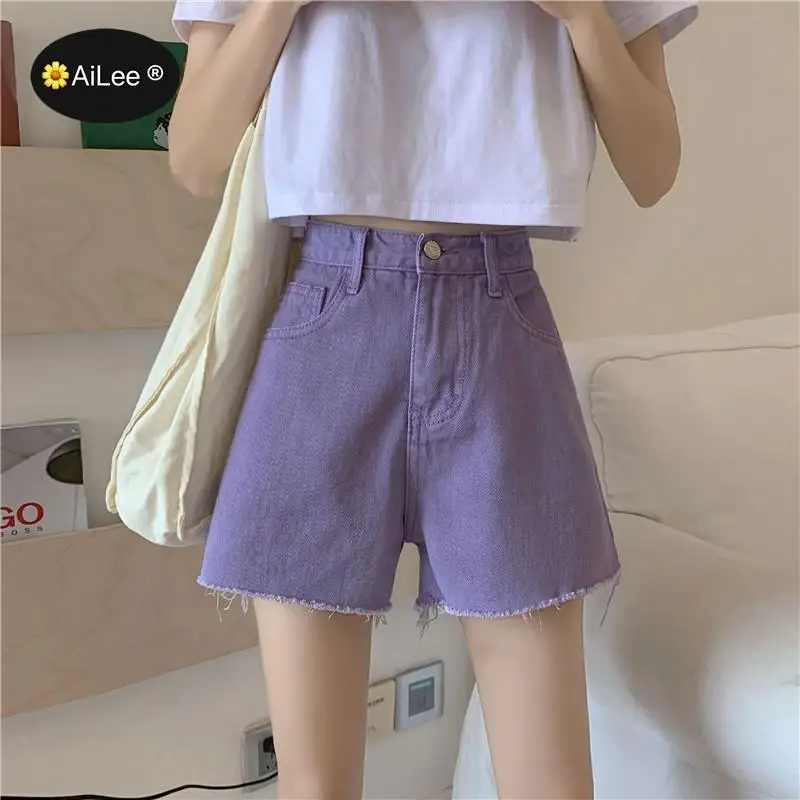 2021 Fashion Women Summer High Waisted Denim Shorts Jeans Women Harajuku Fashion New Femme Push Up Wide Leg Denim Shorts
