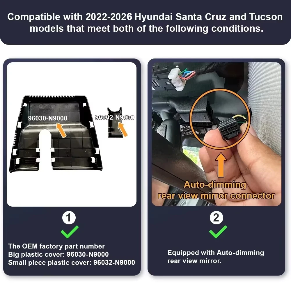 

Видеорегистратор Fitcamx 4K для Hyundai Tucson 3-го/4-го поколения 2016-2026 и Santa Cruz 2022-2026, видеорегистратор OEM с видео UHD, WDR